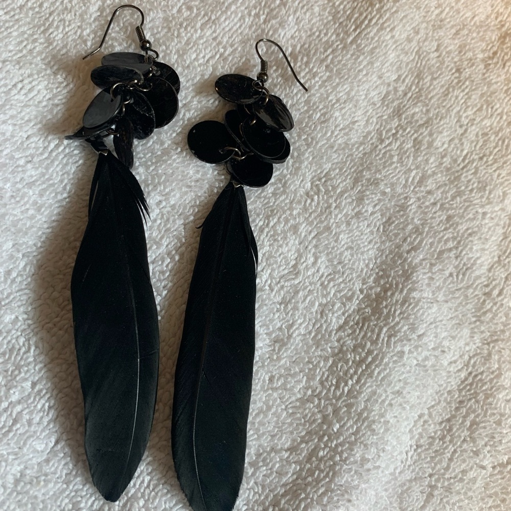 2/$13 Gorgeous earrings with black feathers